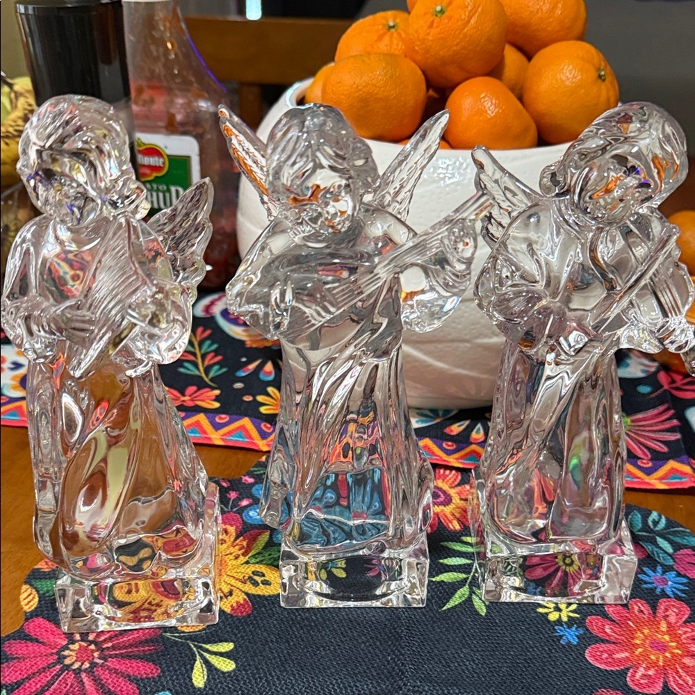 Elegant Clear Glass Angel Sculptures